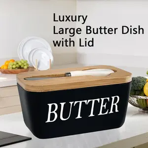 Ceramic Luxury Large Butter Dish - Countertop Keeper with Lid, Knife, High-Quality Silicone Sealing, and Easy-Clean Design - Perfect Kitchen Gift for Butter Lovers #Summervibes