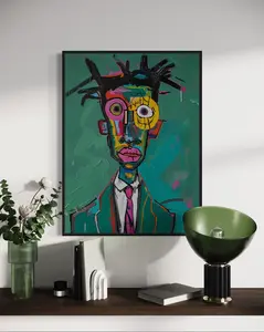 Black Man Portrait Art Print: Minimalist Afro Design Poster - No frame