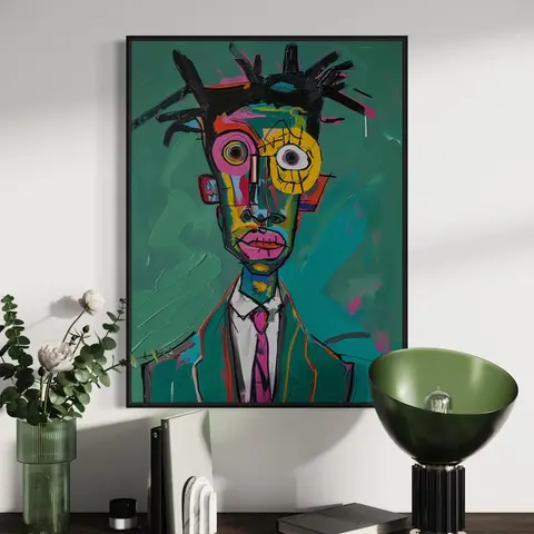 Black Man Portrait Art Print: Minimalist Afro Design Poster - No frame