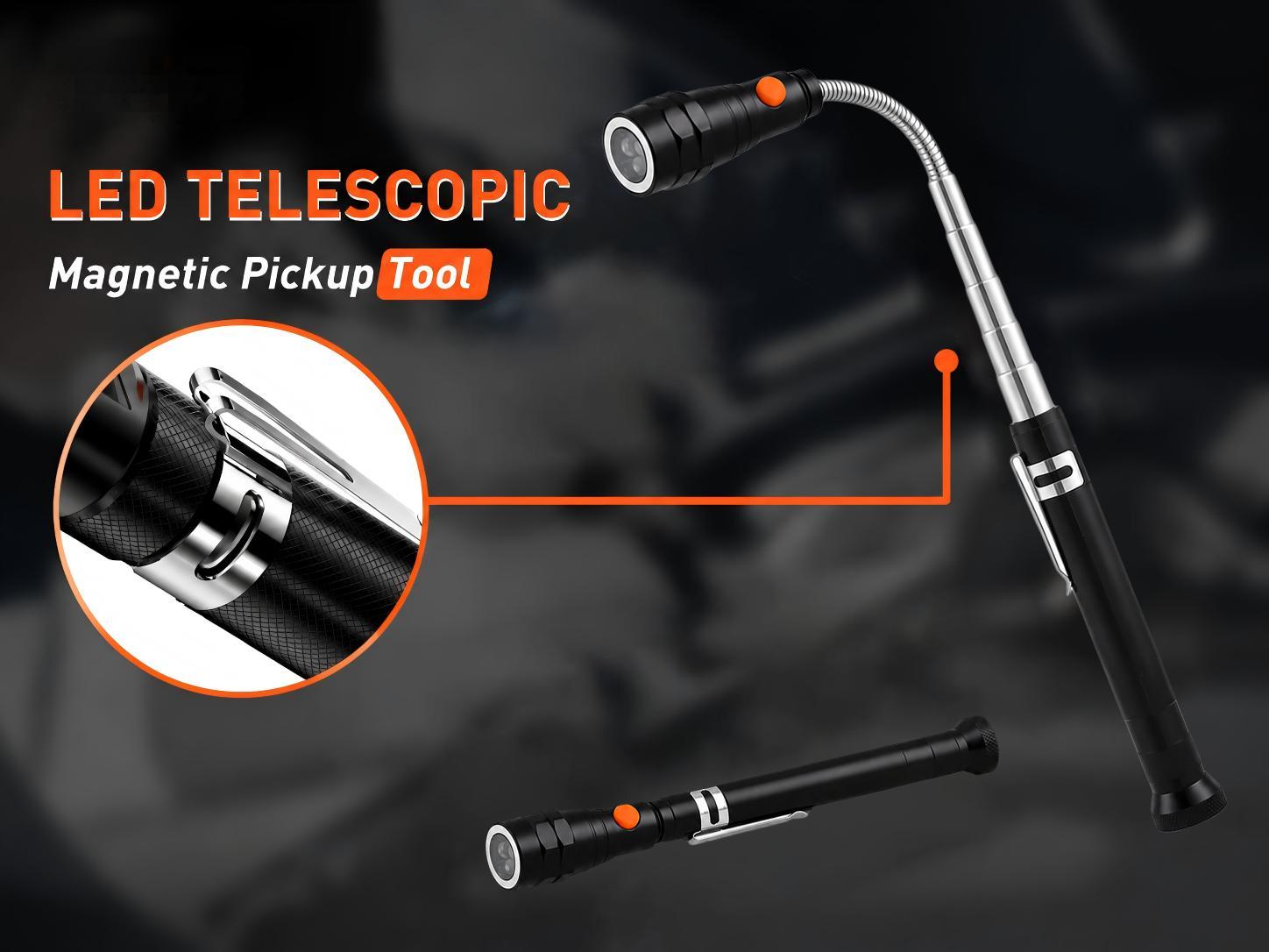 Extendable Magnetic Pickup Tools - Telescoping Magnet with LED Flashlight Gifts for Men, Fathers Day Mens Gifts from Daughter Son, Birthday Gifts for Men Dad Him,car accessories