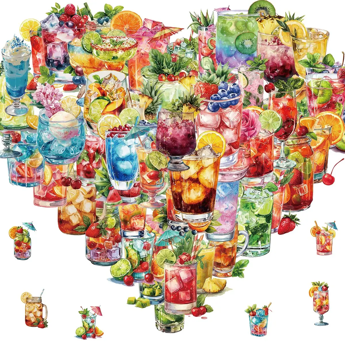 50 Packs Beverage Stickers, Waterproof Aesthetic Decals for Water Bottles, Laptops, Phones, Guitars, Skateboards, Hydroflasks, Wine