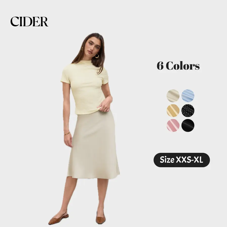 Cider Satin High Rise Ruffle Midi Skirt