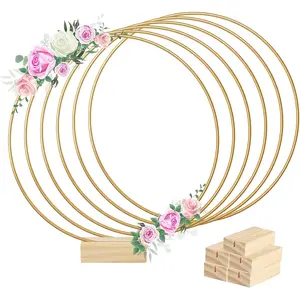 10/15 metal flower ring decorations, with wooden bases | Classic style, cast iron material, suitable for tabletop, wedding, Party Centerpieces and wall decoration