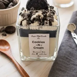 Cookies ~N~ Cream Scented Soy Wax Candle by Sugar High Candle Co. | Handmade Gourmet Dessert Candle with Realistic Cookie Toppings | 100% Natural Soy Wax | Aesthetic Home Fragrance & Decor | Perfect Gift for Cookie Lovers | Hand-poured in USA