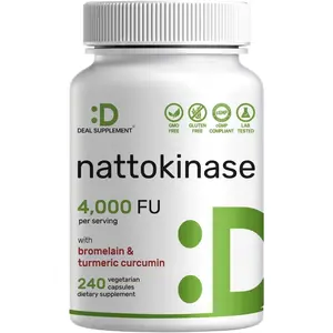 Nattokinase 4000 FU Capsules 240 Count Enzyme Complex Vegan