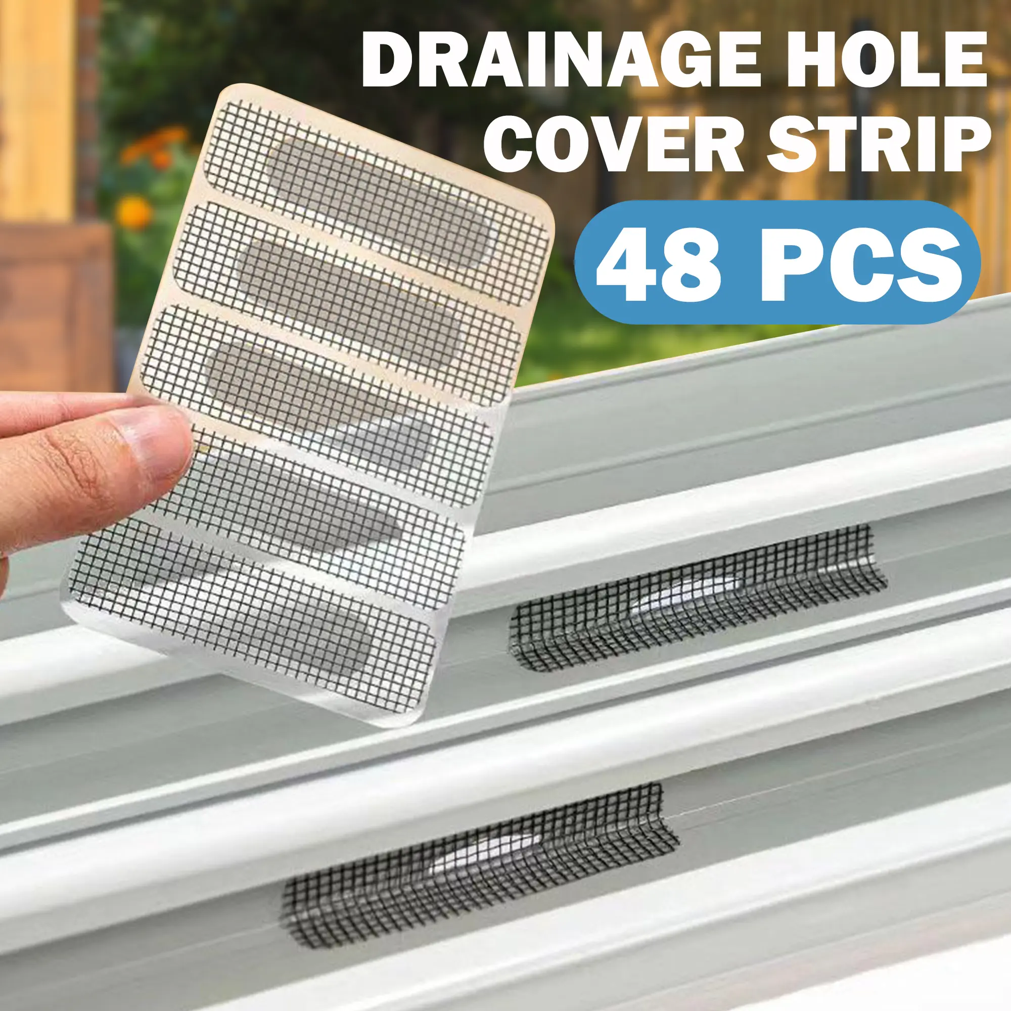 48 Counts Window Weep Hole Screen Patch,  Easy-Peel Water-Resistant Patches, Sticky Fiberglass Window Mesh Fixes
