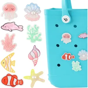 h-42 9Pcs Ocean Charms Accessories for Bogg Bag, Insert Decorative Attachment for Beach Tote