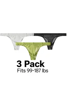 Men's Multi-Pack Thong Underwear, Lightweight Low Waist Trousers, Simple Solid Color, High Stretch Mesh Breathable, Skin-Friendly Seamless Fit