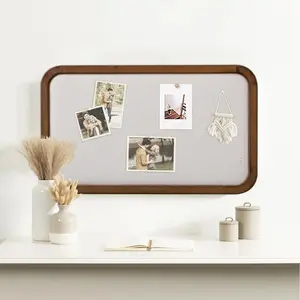 Farmhouse Decorative Hanging Bulletin Pin Board for Walls 30×18 inches Brown Wood Framed Rustic Vision Memo Photo Display Board with Pins for Room School Office