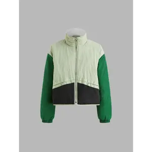 Cider [size 4-8] Stand Collar Solid Pocket Puffer Jacket