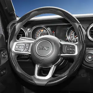 For Jeep Segmented Carbon Fiber Steering Wheel Cover Car Steering Wheel Insert Accessories Sporty Style Non-Slip Comfortable Grip 2-Piece/3-Piece Set Options Quick-Install Design All-Season Compatibility For Grand Cherokee/Compass/Wrangler/Renegade