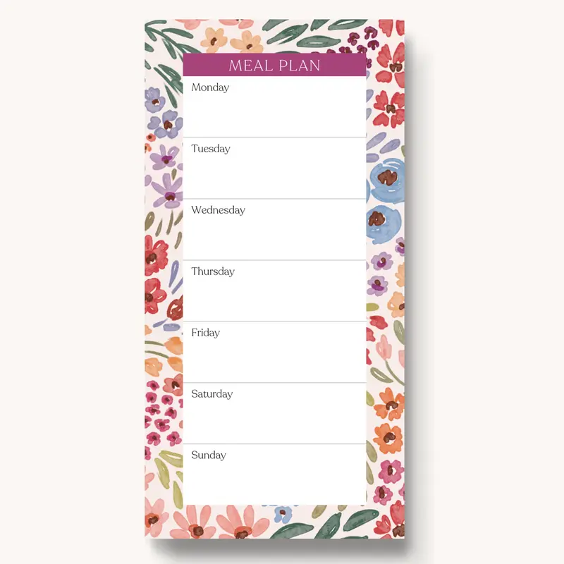 Elyse Breanne Design Magnetic Meal Planner Notebook - 50 Paper Sheets, Tear-Off Fridge Magnet, Weeks Planner, Magnetic Calendar for Refrigerator, Office Stationery with Continuous Patterns for Meal Organization