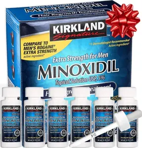 6pcs Kirkland Signature 5% MinoxidilExtraStrengthHairRegrowth Treatment - Men's USPTopicalLiquidwithDropper, PeppermintCastorRosemaryBiotinHaircareFormula