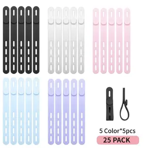 Silicone Tie Straps Set, Reusable High Elastic Cable Wire Ties, Ideal for Power Cables, Headphone Cords, Phone Charger Organization