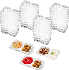 Reusable Snack and Condiment Containers - 20 PCS Snack Containers with Lid, Leakproof Dipping Containers with 2 Compartments,Reusable Snack Pack Containers, Portion Control Condiment Container