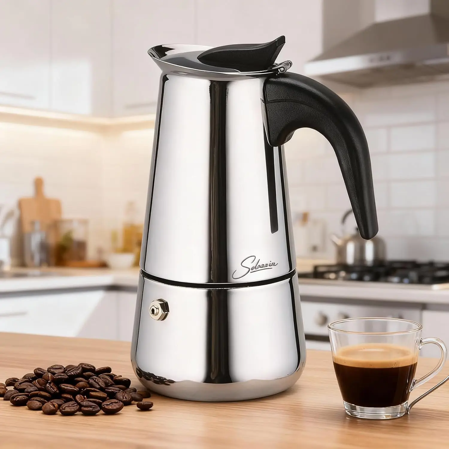 4 Cup Stainless Steel Moka Pot Espresso Maker 200ml Coffee Percolator for Gas Electric Induction Stove Top Coffee Maker Mother Birthday Gift