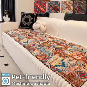 1PC Pet-Friendly Non-Slip Sofa Cover, Sofa Slipcover, Boho Tribal Couch Cover, Couch Protector, Machine Washable Anti-Scratch Sofa Mat for Dogs & Cats, Thick Decorative Sofa Throw for Living Room, Fits Sectional, Loveseat & 3-Seater Sofa