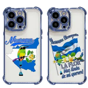 Glossy Clear Nicaragua Flag Phone Case with Reinforced Corner Bumpers For iPhone 17 Pro Max 16 Plus 15 Pro 14 13 12 11 For Samsung S26 S25 S24 S23 S22 FE Ultra EDGE Phone Case, Guardabarranco Bird Map Nicaraguan  Shockproof#YGSJDGH5