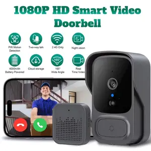 Tuya Smart Wireless Smart Doorbell - 1080P HD video, rechargeable battery, 2.4G WiFi, two-way talk, instant notifications, HD night vision, WiFi security, app control, active doorbell wake-up, with night vision, two-way talk