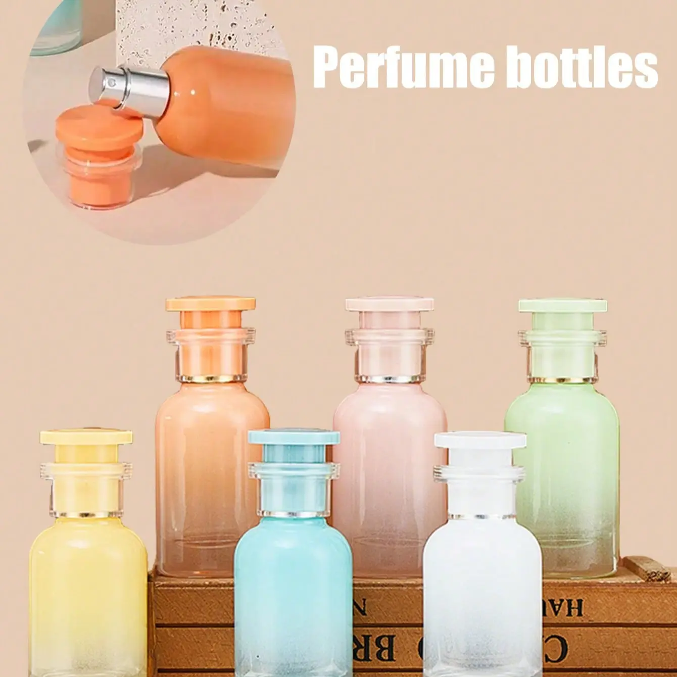 2 Pack 30ML Leak-Proof Travel Glass Spray Bottles, Reusable Cosmetic Containers with Colorful Caps, Perfect for Perfume, Skincare, Makeup Samples, Travel Pump Bottle, Makeup Accessories