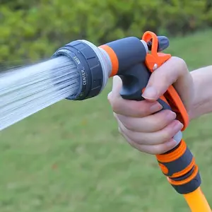 High-Pressure Garden Spray Gun for Outdoor Watering - Adjustable Nozzle, Lightweight Plastic Design, Thread Standard, Orange & Black Handles for Easy Grip