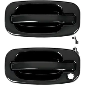 Exterior Door Handles Compatible with 1999-2007 Chevy Chevrolet Silverado Suburban Tahoe Avalanche/GMC Sierra Yukon/Cadillac Escalade Outside Door Handles w/1 Keyhole Black FLR