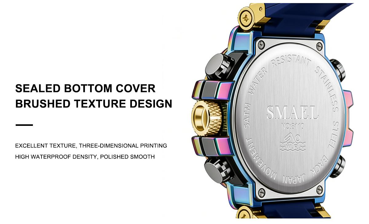 Men's Colorful Punk Style Quartz Watch, Jumpstart saleMulti.Functional Waterproof Dual Display Wristwatch,Tren, sportive analog-digital quartz watch, Birthday Giftwith Gift Boxfashionable wristwatch multifunctional men