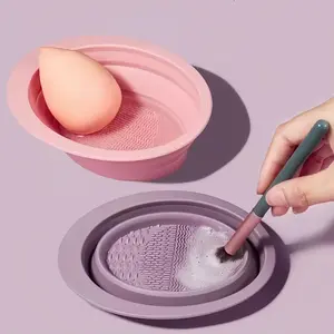 Foldable Silicone Makeup Brush Cleaner, Portable No Scent Tool, Easy Cleaning, Suitable for Travel & All Beauty Sponges and Brushes