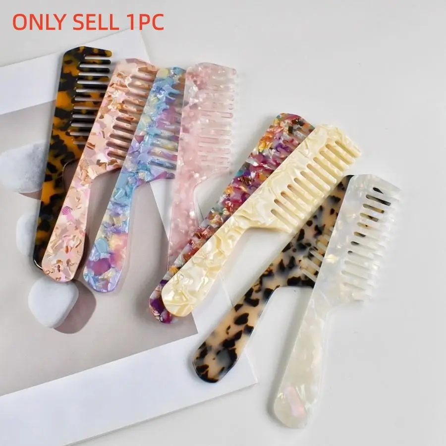 Vintage Acetate Comb Portable Anti-Static Wide Tooth Long Handle Hair Brush for Women, Ideal for Weddings, Birthdays, Travel, Festivals, Hair Care Comb, Hair Styling Comb, Travel Hairbrush, Hair Tools