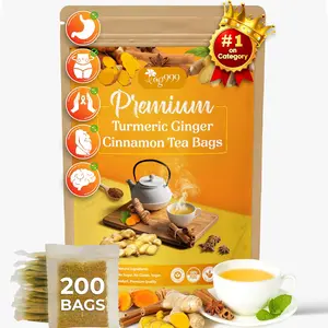 Turmeric Ginger Cinnamon Tea, 100% Natural, Anti-Inflammatea. Eco-conscious Tea Bags. Turmeric Ginger Herbal Tea. No Sugar, No Caffeine, No Gluten, Vegan. antiinflamma tea, looseleaf tea Beverage anti in flama tea ginger caffeine free Healthy Drink