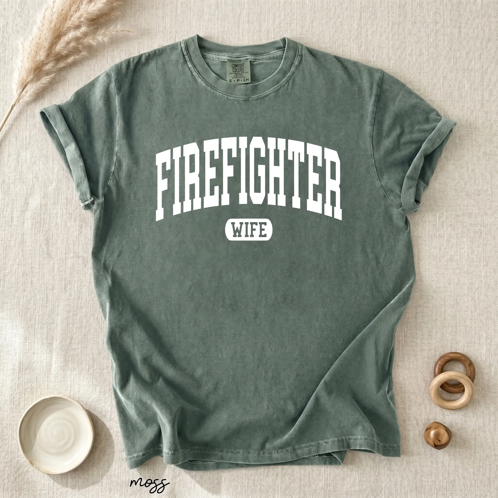 Comfort Colors Firefighter Wife T-Shirt, Vintage Graphic Tee for Women, Fire Department Support Shirt, Unisex Cotton Top
