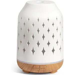 Aromatherapy Ultrasonic Humidifier 150ml Ceramic Cool Mist Essential Oil Diffuser with 2 Mist Modes and Waterless Auto Off for Home White