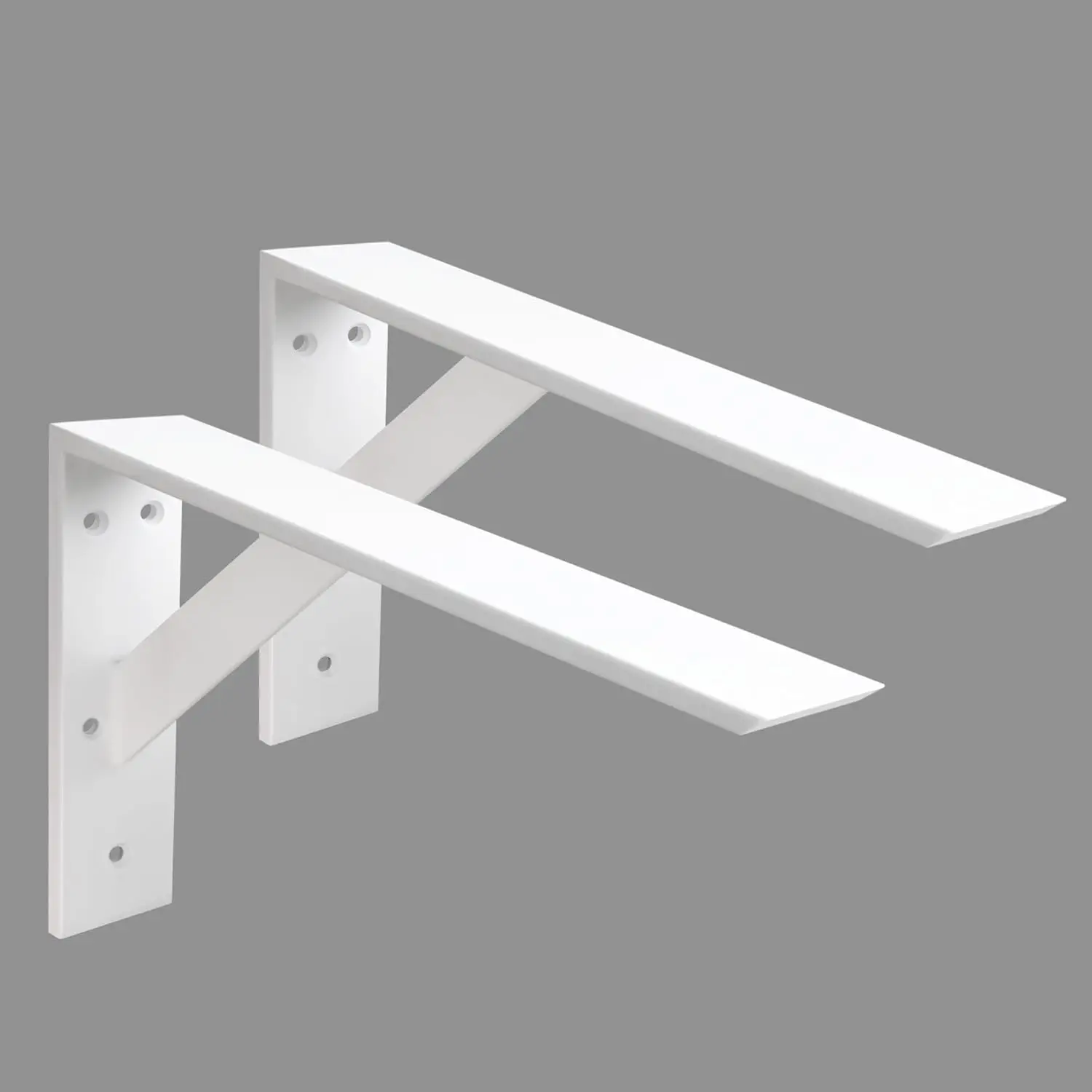 Heavy Duty Shelf Brackets 2 Pack 16" x 10" x 2.5" White Steel 3/8" Thick Countertop Support Mantel L Bracket for  Granite Quartz Countertop