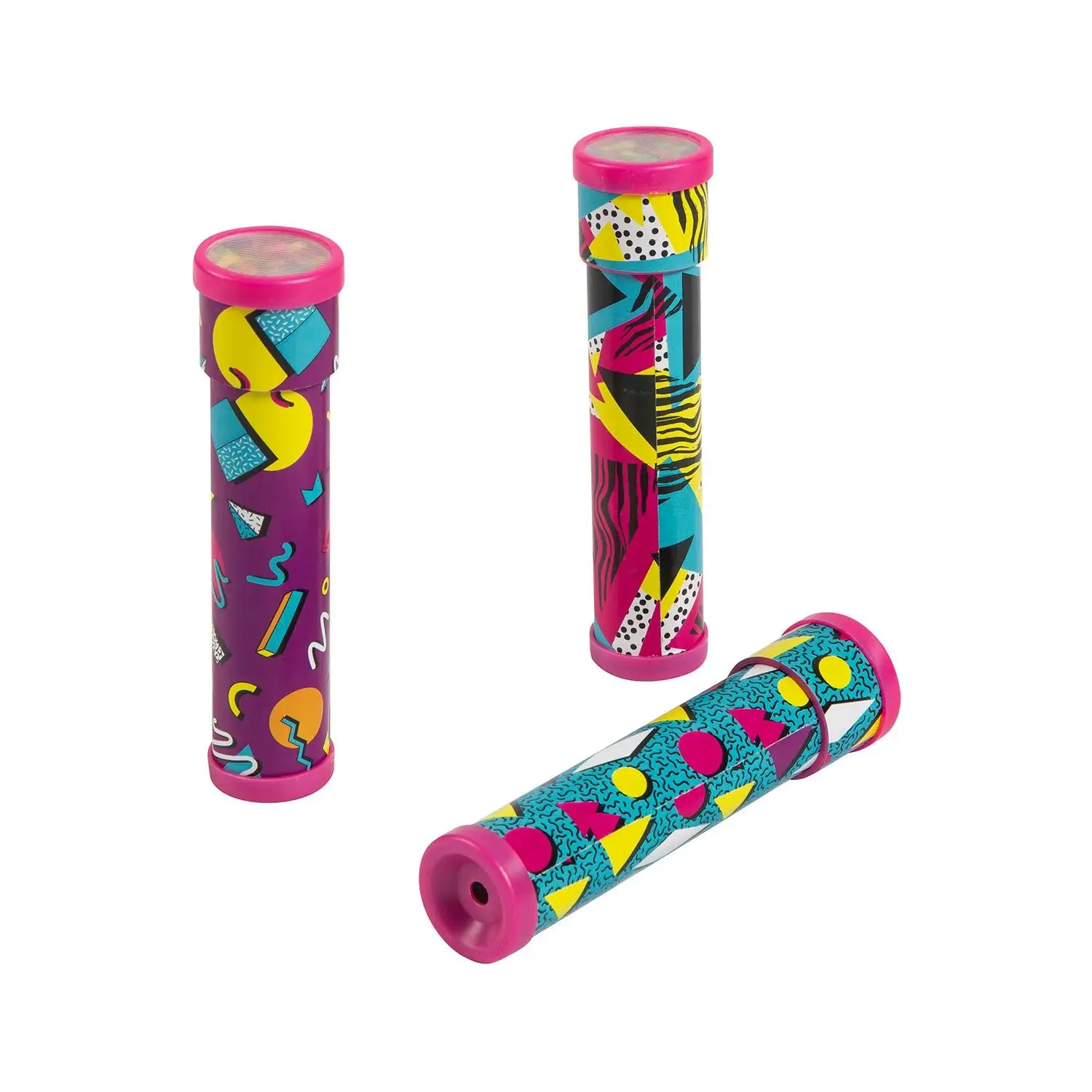 12-Pc Colorful ‘90s Inspired Design Fun Multicolor Kaleidoscopes (5.5"x1.25") - Plastic Kids' Party Favors, Oriental Trading Company (OTC) Classic Novelty Toy with Changing Views, No Warning Applicable, None