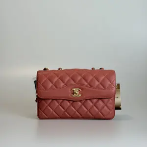 Pre-owned CHANEL Lambskin Shoulder Bag Dusty Rose Quilted Gold Tone Hardware 43989006