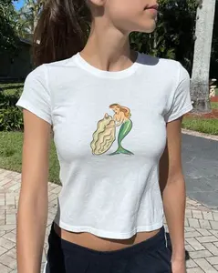 Mermaid Oyster Crop Top, Seashell Girl, Seafood Summer, Coquette Clothing, Crop Top Y2k, Vintage Graphic Top, Pinterest Aesthetic, 90s Tshirt