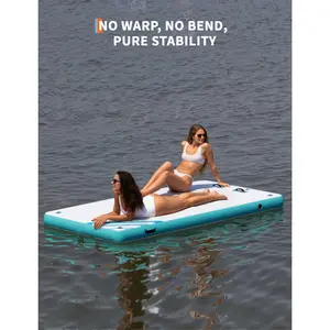Heavy-Duty Inflatable Floating Dock Platform for Water Sports – Non-Slip Surface, Rope Ladder, Portable Carry Bag, Large Water Raft for Lake, Pool, Beach & Ocean, 10x10ft