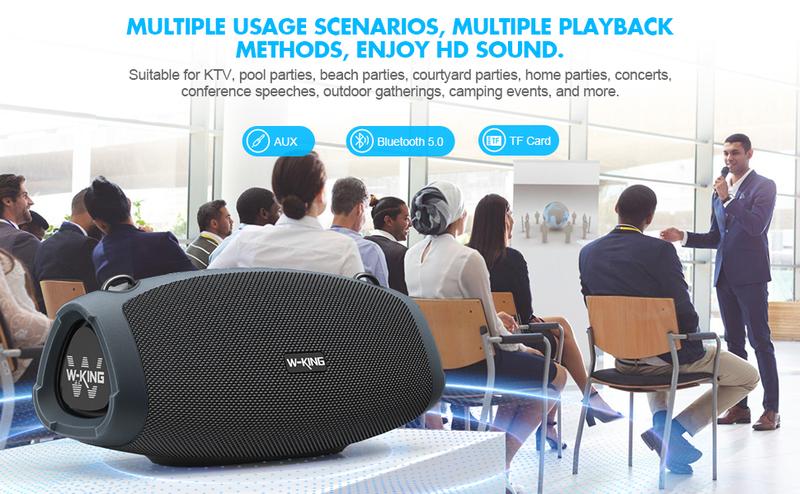 W-KING 120W Portable Bluetooth Speaker with Wireless Microphone,  IPX6 Waterproof, Triple Passive Radiators-Deep Bass/Hi-fi/DSP/Power Bank/TF/AUX/EQ/Opener W-KING 120W Portable Bluetooth Speaker with Wireless Microphone,  IPX6 Waterproof, Triple Passive Radiators-Deep Bass/Hi-fi/DSP/Power Bank/TF/AUX/EQ/Opener