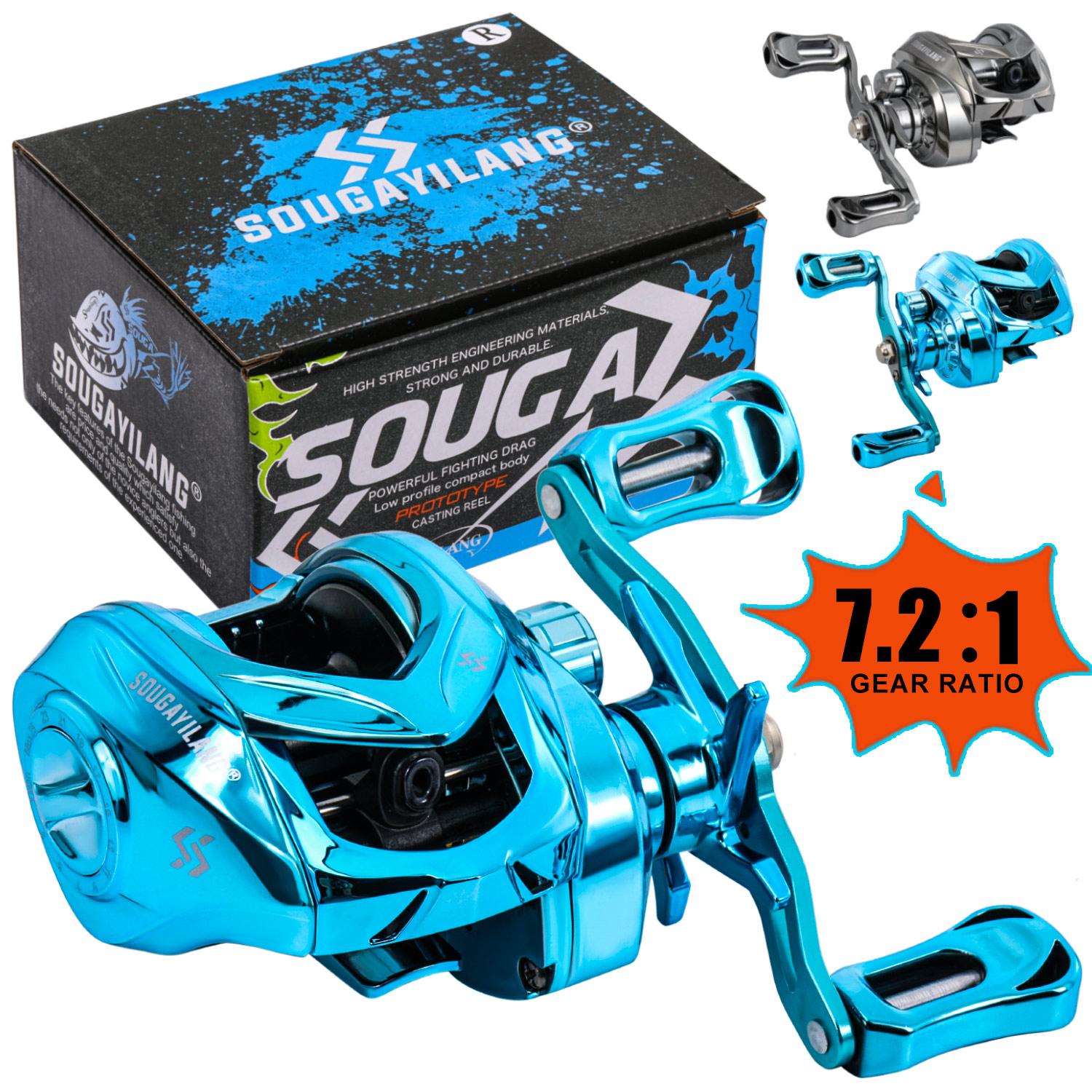 Sougayilang Baitcasting Reel 7.2:1 Gear Ratio with Magnetic Braking System, Single Piece Fishing Reel Outdoor Sports Fishing Products