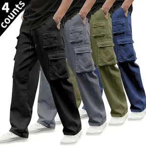 Men's Tactical Work Cargo Pants 4 Pack - Durable & Multi-Purpose with Heavy-Duty Pockets, Perfect for Outdoor Work & Hiking | Solid Color Design Flexible Workwear, Functional Pockets, Adjustable Waistband, Multi-Pocket Pants