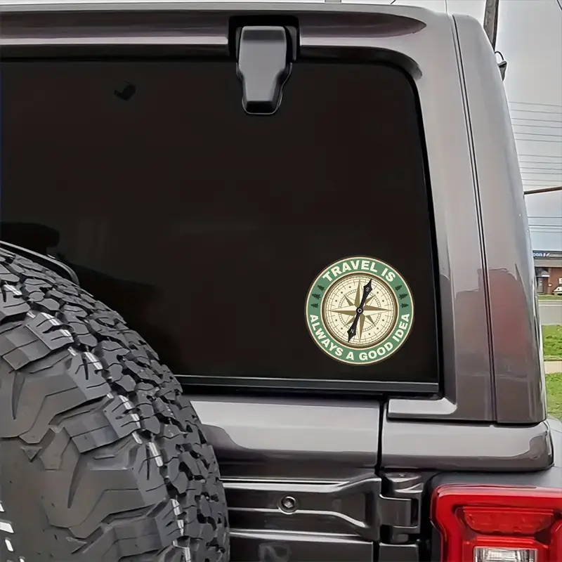 Vintage Compass Vinyl Stickers - Natural Hiking Luggage Stickers Suitable for Cars, Laptops, Water Bottles, Windows and Walls - Durable and High-quality Stickers, Available for Wood, Plastic, Glass and Metal Surfaces