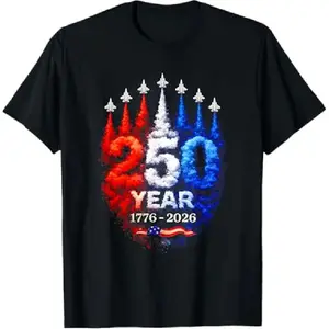 [100% Cotton][Graphic Tee]🎇 250 Years American 1776-2026 Patriotic T-Shirt – USA 250th Anniversary Flag Graphic Tee for Men & Women, 4th of July Independence Day Shirt, Oversized Vintage Style, Unisex Cotton Summer Outfit, Freedom Pride Gift Idea