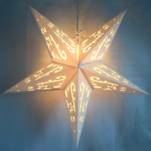 24" White Star Lantern w/ Tissue, Kraftskiva