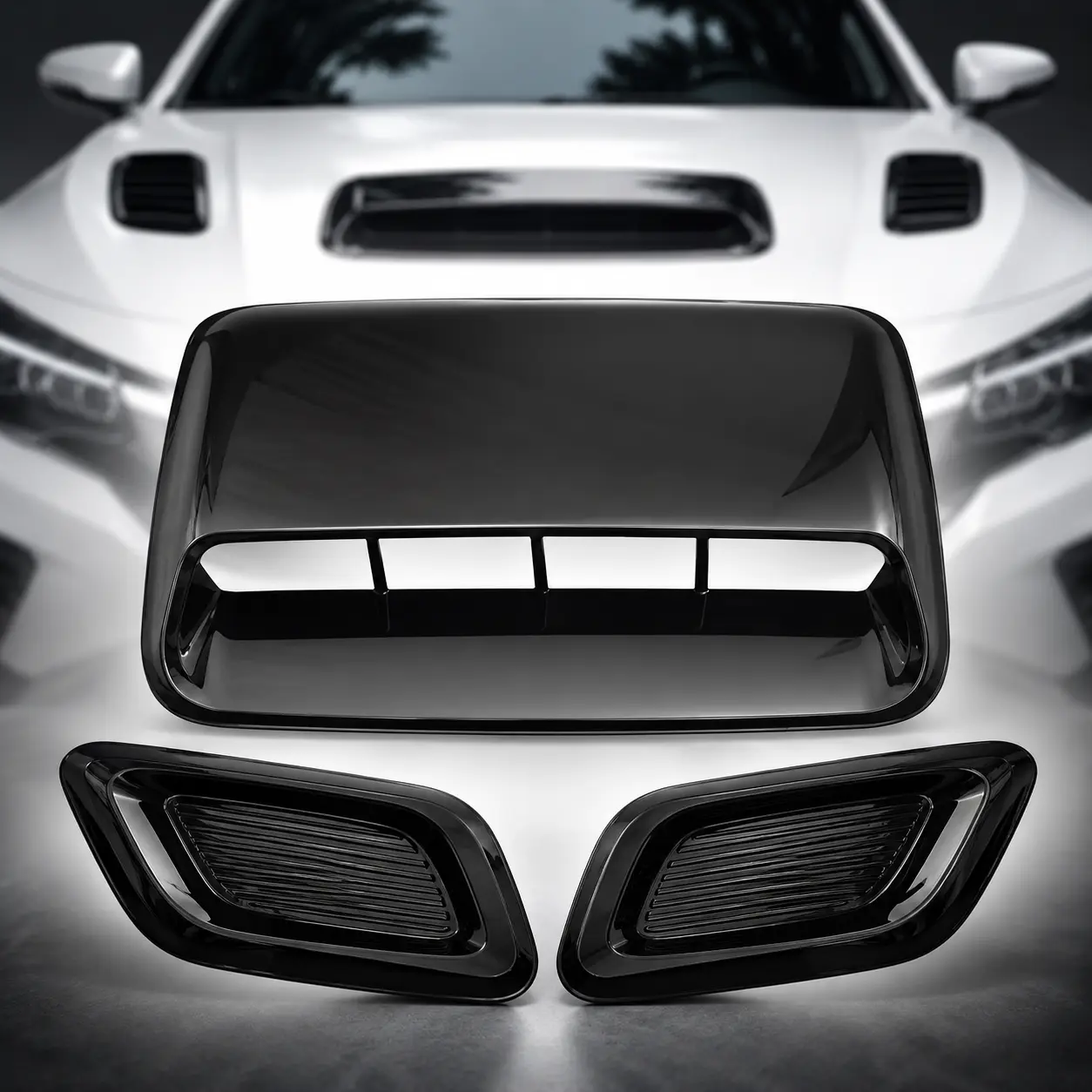 Air Flow Intake Cover Universal 3pcs Car intake hood vent engine hood decorative cover engine cover decorative ABS fake air vent modification intake,Car Air Flow Intake Hood Scoop Vent Bonnet Cover, Universal Car Exterior Accessories, Car Truck Decal