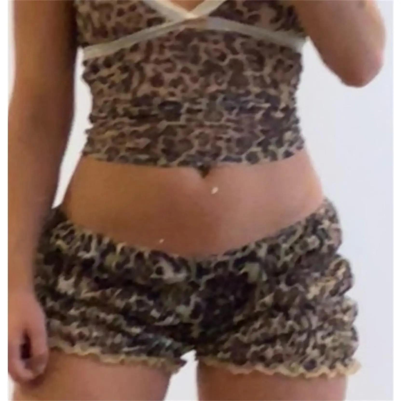 Women Effortless Y2k Sexy Ruffle Lounge Shorts Y2k Girls Cute Pettipants Leopard Print Elastic Waist Micro Pajamas Bottoms Party Streetwear, tailored comfort, sleek line, flattering drape