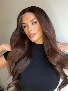 13x4 Human Hair Lace Front Wig Free Part 100% Natural Human Hair Glueless Wave #4 Hair Color 200% High Density Human Hair Lace Wig for Women 18-34Inches Suit for Party Daily Wear