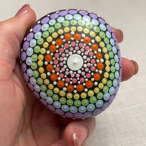 Rainbow Pride Dot Mandala Friendship Rock Hand Painted Natural Rock