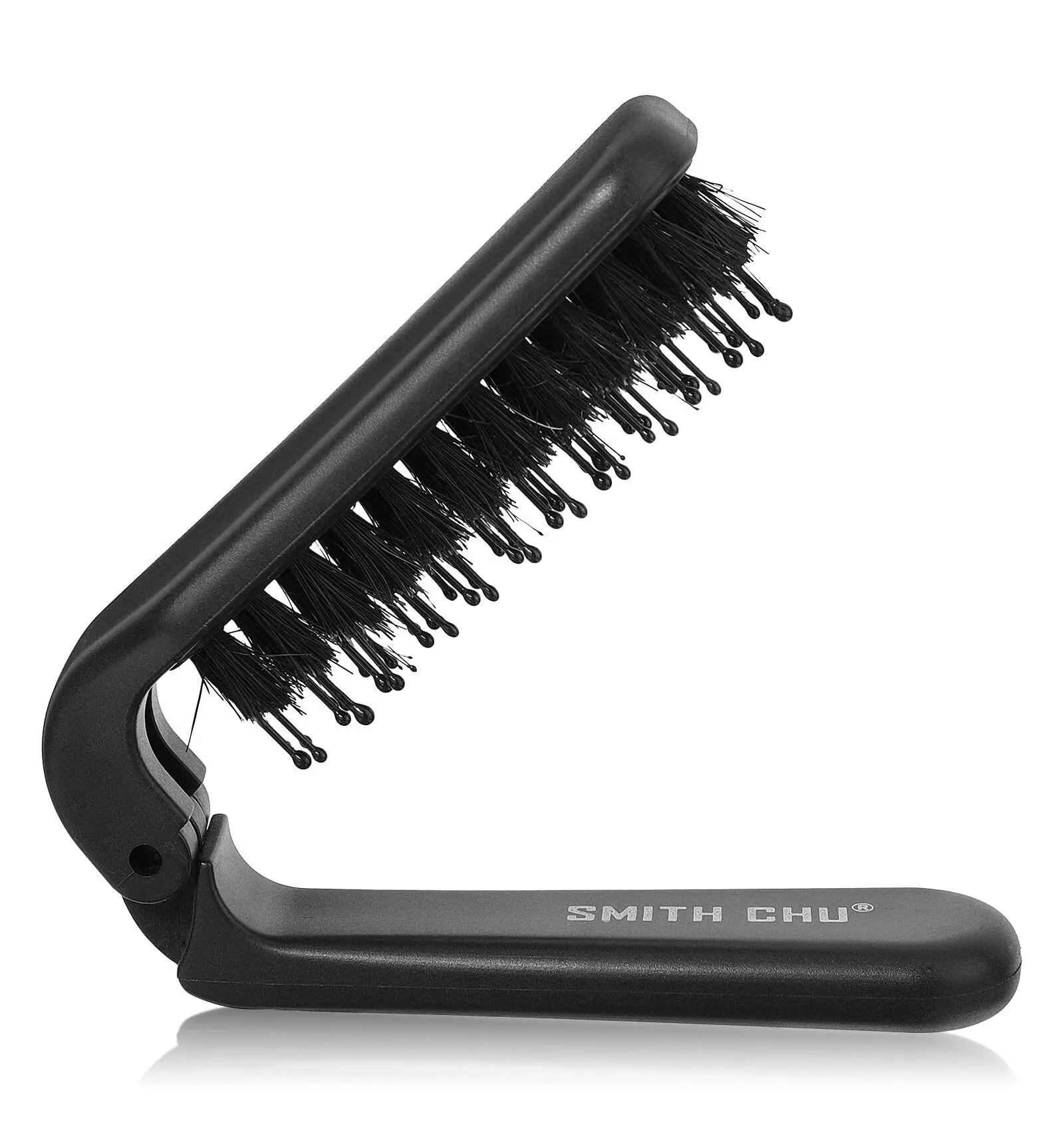 Foldable Mini Detangler Brush Small Boar Bristle Hair Brush Travel Folding Boar Bristle Hair Brush Portable Mini Folding Hairbrush Comb with Boar Bristles Detangler Brush for Women and Men