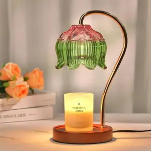 Floral Dimmable Candle Warmer Lamp | Pink Blossom Design Timer | Adjustable Warm Glow for Jar Candles | Elegant Bedroom & Living Room Decor | Thoughtful 2025 Gift for Women, Mom & Wife