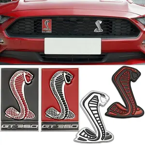 3D Metal Mustang Snake Cobra Viper GT350 Logo Car Stickers Decals Front Hood Grill Emblem for Ford Mustang Shelby SVT GT500